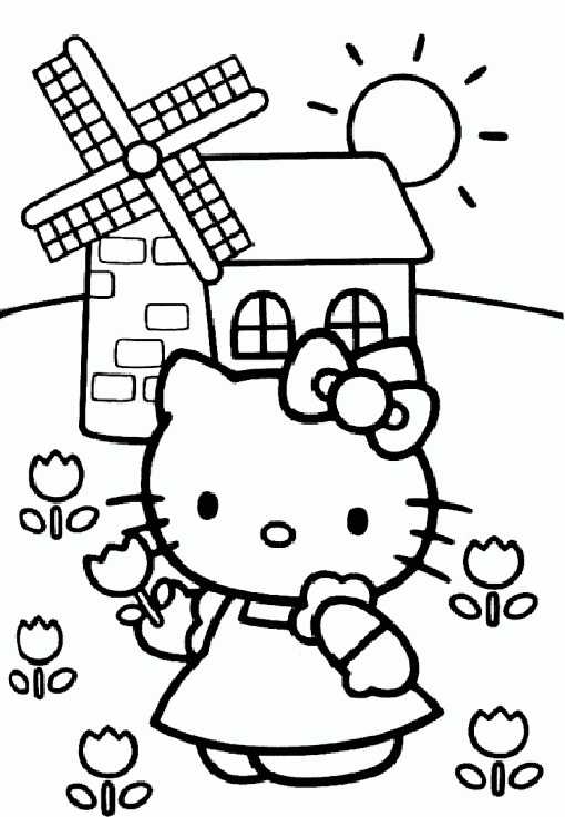 malvorlagen Hello Kitty und Mühlen