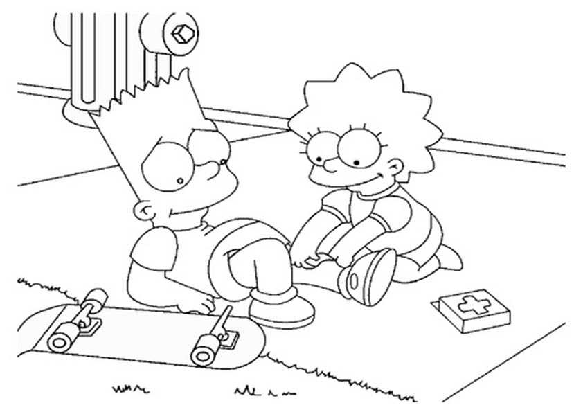 Bart und Lisa Simpsons ausmalen