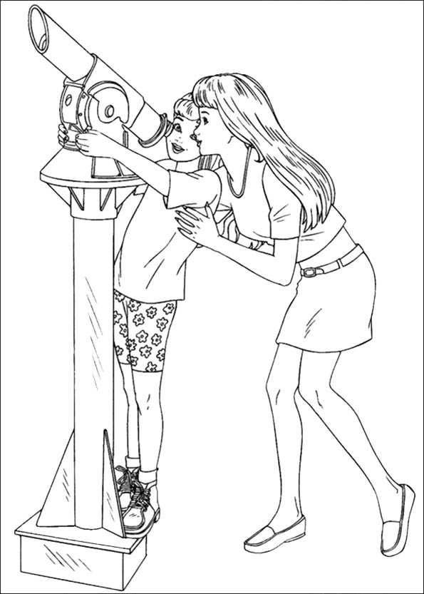 Barbie und ein Teleskop