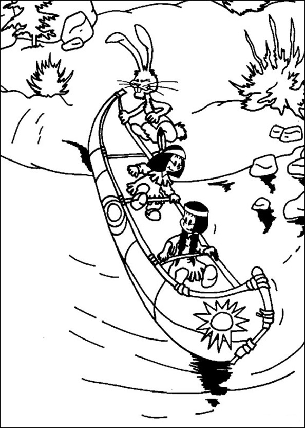 yakari und ihre Freunde kommen im Kanu