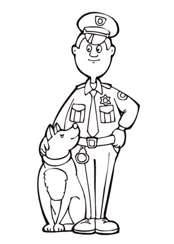 polizei und hund zum ausmalen